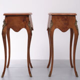 2 italian burl side tables louis xv style