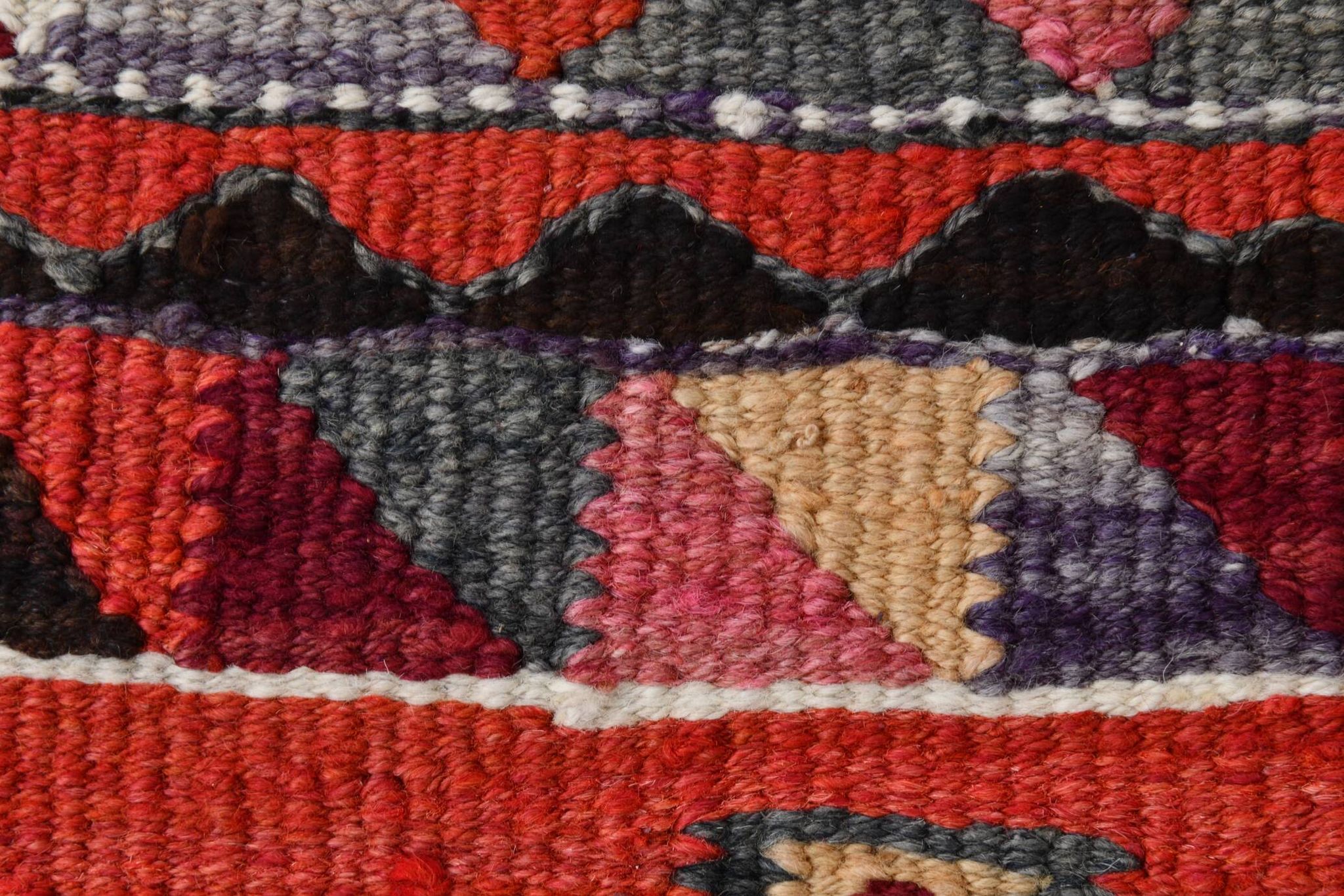 3x10 Vintage Burgundy Kilim Runner Rug 95x302Cm
