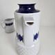 Vintage Schirnding Bavaria coffee pot and milk jug, blue geometric pattern.