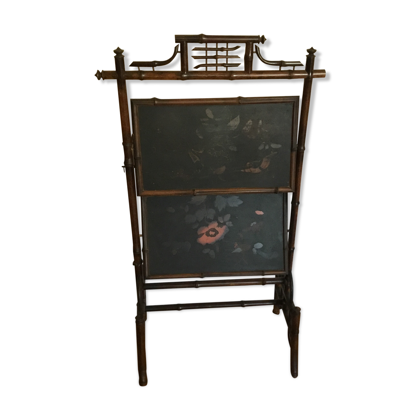 Orientable bamboo fireplace screen orientable Asian décor