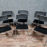 Series of 6 postmodern stackable chair chairs 1970