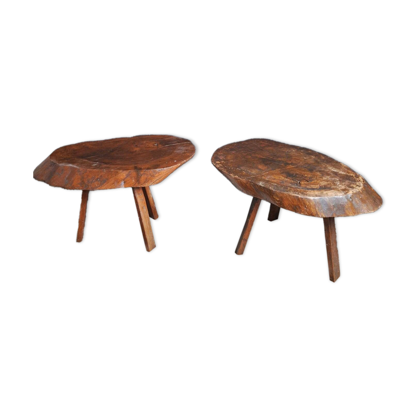 Brutalist tripod coffee tables, vintage furniture