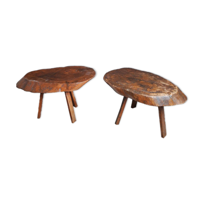 Tables basses tripode brutaliste, meubles vintage