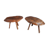 Tables basses tripode brutaliste, meubles vintage
