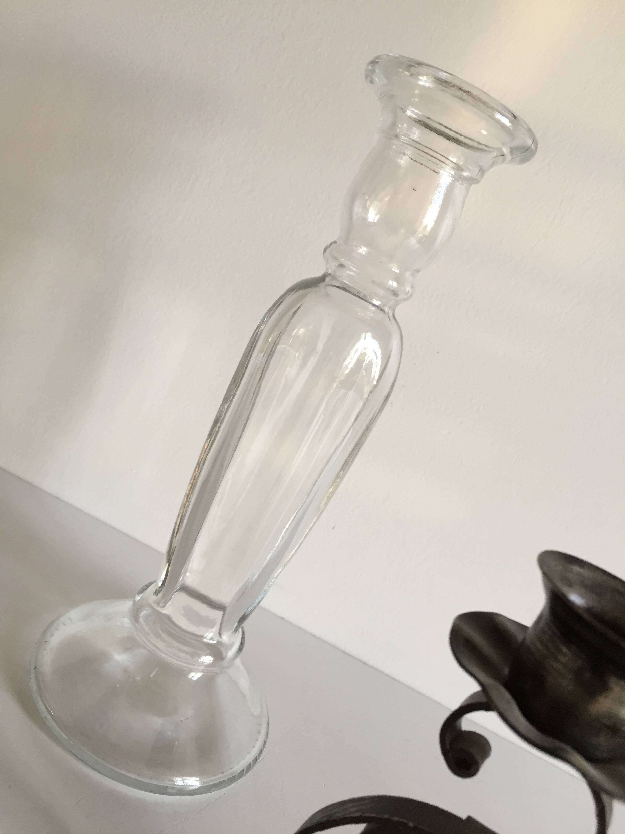 Bougeoirs verre et métal vintage