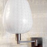 Wall lamp - reading light in chromed metal and opaline globe - 20th century