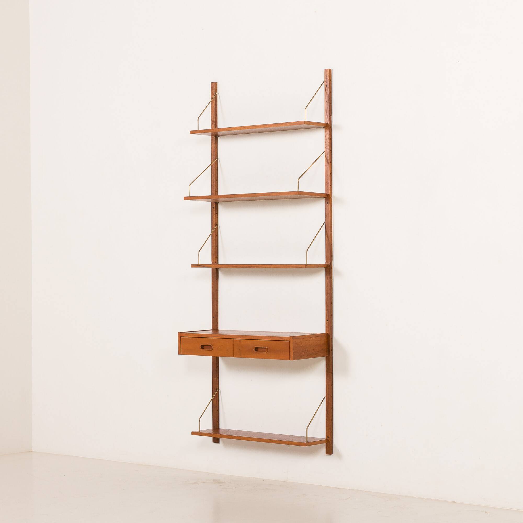 Scandinavian mid century teak wall unit with a console, 1960s