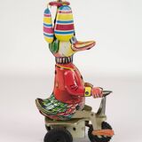Circus Duck On Tricycle, Tin Toy Made By Schylling From China 1920s