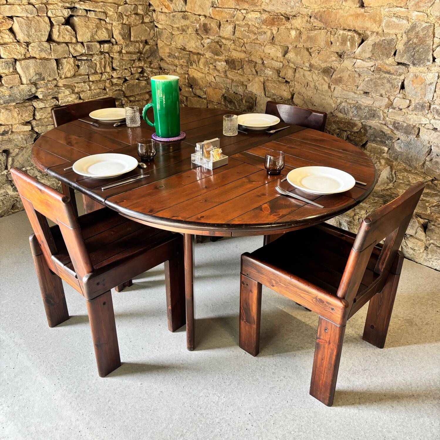 Table and 4 chairs set by Silvio Coppola for Fratelli Montina