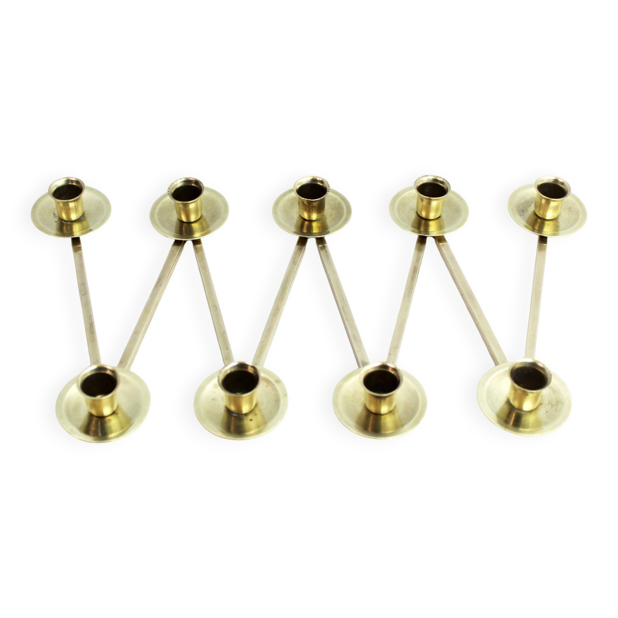 Margareta candle holder by Lars Holmström, brass accordion candle holder 1950