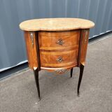 Chest of drawers old marquetry marble top style louis xvi