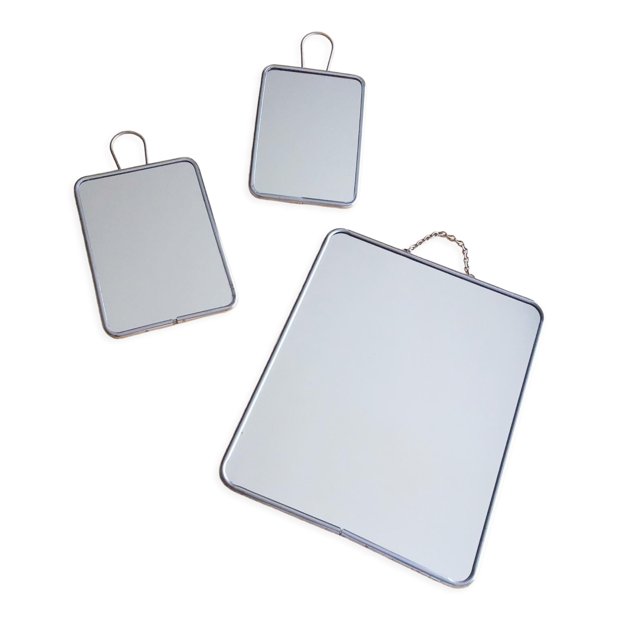 Set of three vintage barber mirrors