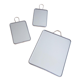 Set of three vintage barber mirrors