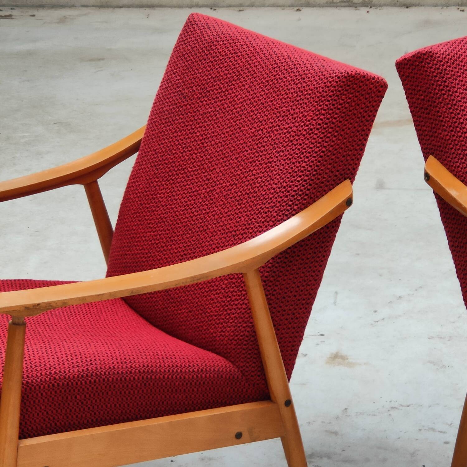 Pair of Czechoslovak armchairs 1960 red pink 1960