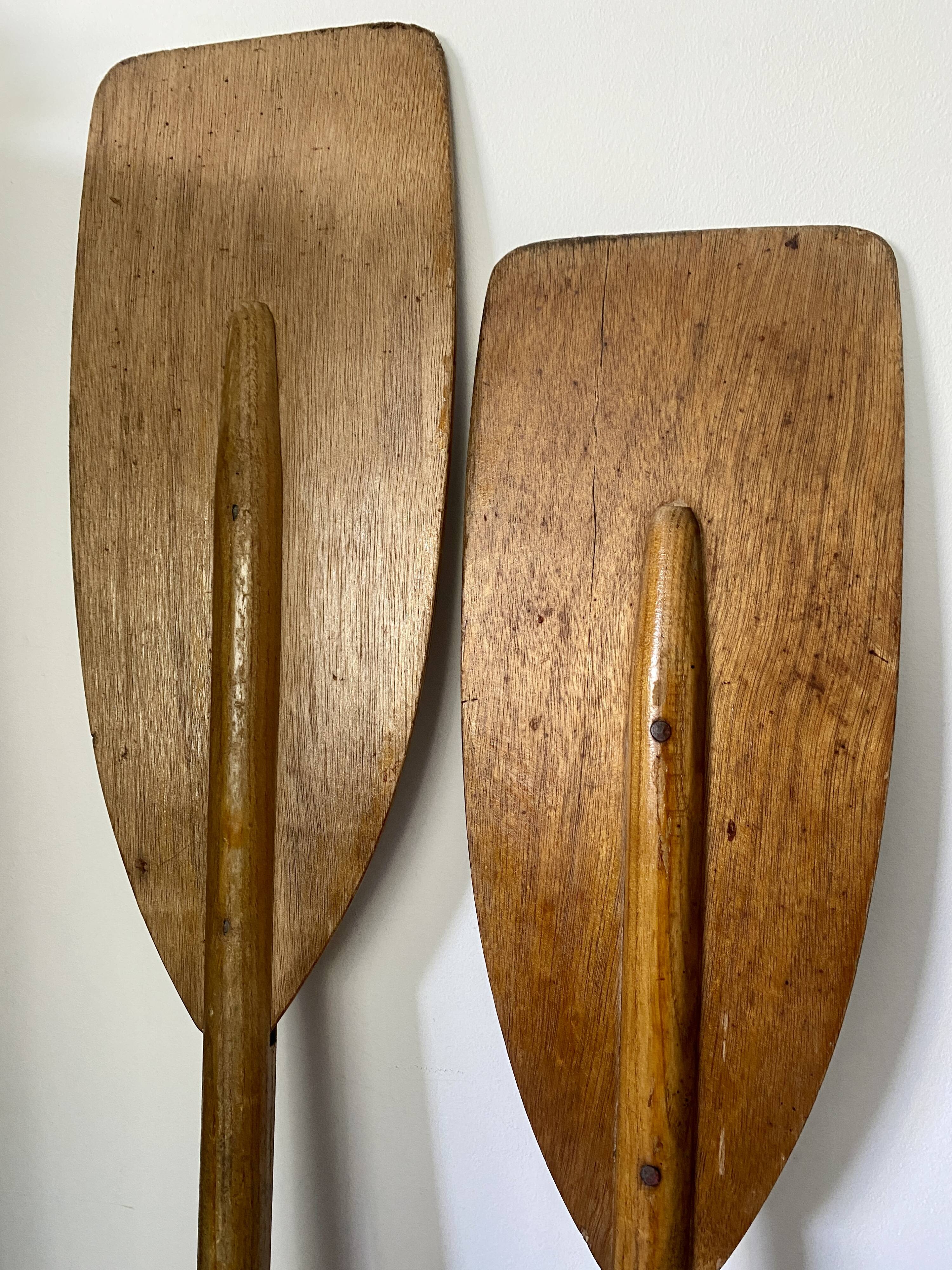 Old wooden oars