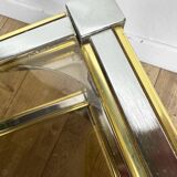 Chrome and smoked glass coffee table with double top from the 1970s.