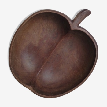 Teak dish in the shape of an apple