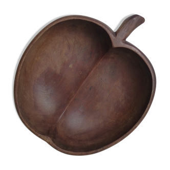 Teak dish in the shape of an apple