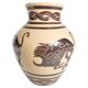 Vintage Ceramic Vase with Brown Bulls and Bands