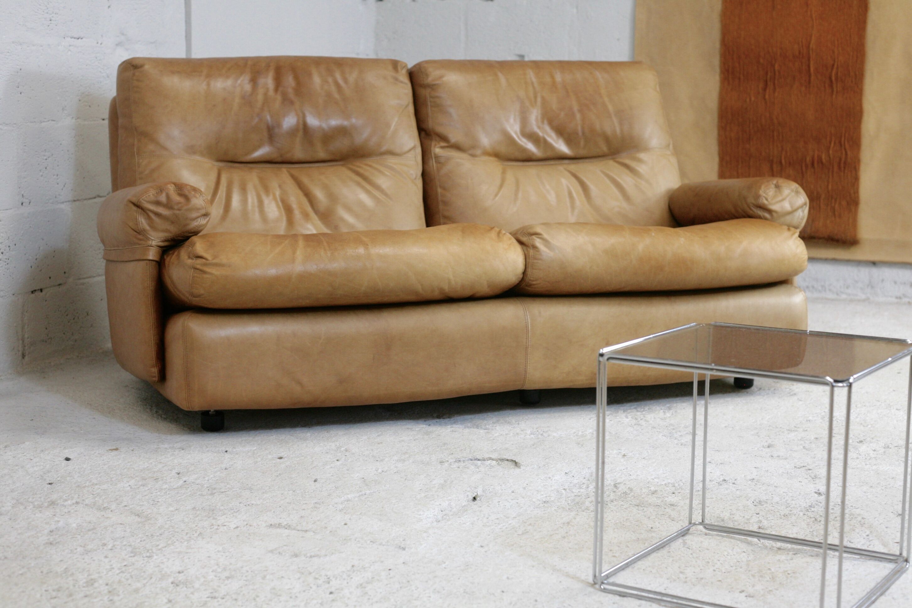 Leather sofa, Albany model, late 70's, Roset edition