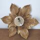 Applique lampe fleur feuilles métal doré 40cm