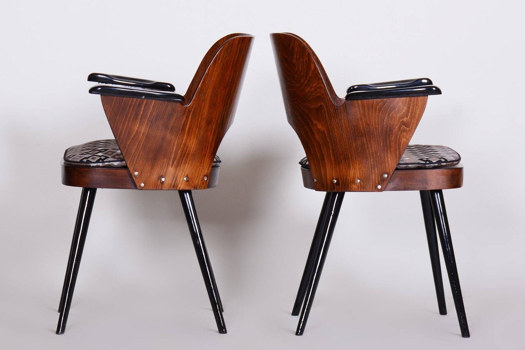 Set of Mid-Century Armchairs in Beech attributed to Oswald Heardtl, 1950s