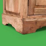 Parisian wardrobe in raw wood with engraved glass from 1920.