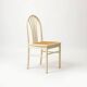 Lot de 2 chaises de salle à manger postmodernes en bois peint en blanc et rotin, années 1980