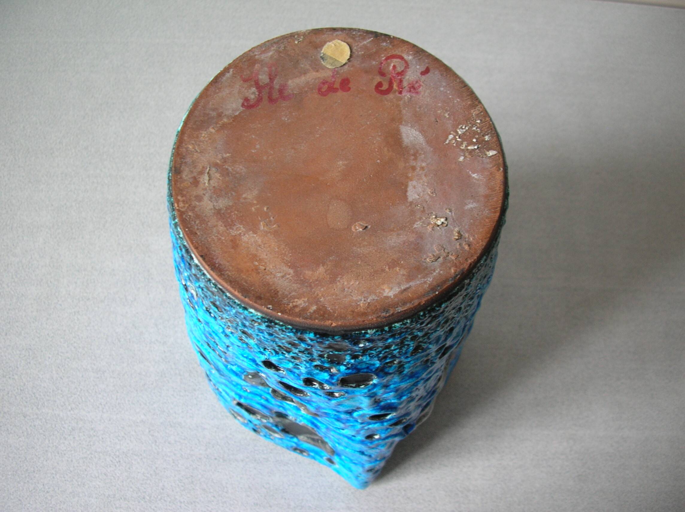 Old blue ceramic vase terracotta sea foam 22 cm living room office decoration