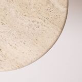 Table d'appoint/table basse ronde postmoderne en travertin, Italie, années 1980