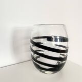 Vintage Kosta Boda Clear & Black Swirl Striped Art Vase, Sweden, 1990s