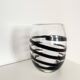 Vintage Kosta Boda Clear & Black Swirl Striped Art Vase, Sweden, 1990s