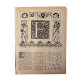Lithograph engraving alphabet letter F from 1897