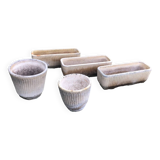 Set of 5 round and rectangular planters