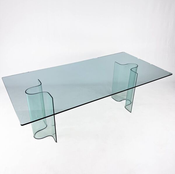 Table à manger XXL en verre courbé par Fiam Italia, 1990s