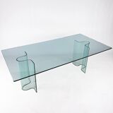 XXL Curved Glass Dining Table by Fiam Italia, 1990s