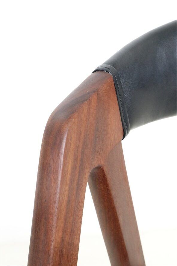 Set of 2 “A-Chairs” / teak chairs / recycling leather / black / Mid Century Danish Modern Design / 1960s