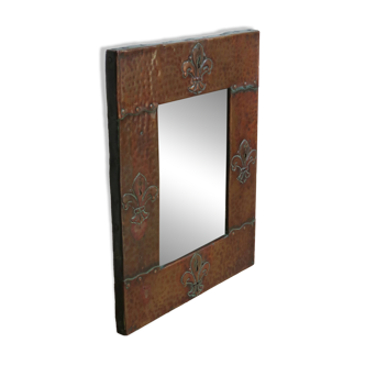 Arts and Crafts Liberty Style Copper Fleur de Lys Wall Mirror