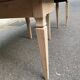 Renovated square extendable dining table in raw solid cherry wood, Louis XVI style.