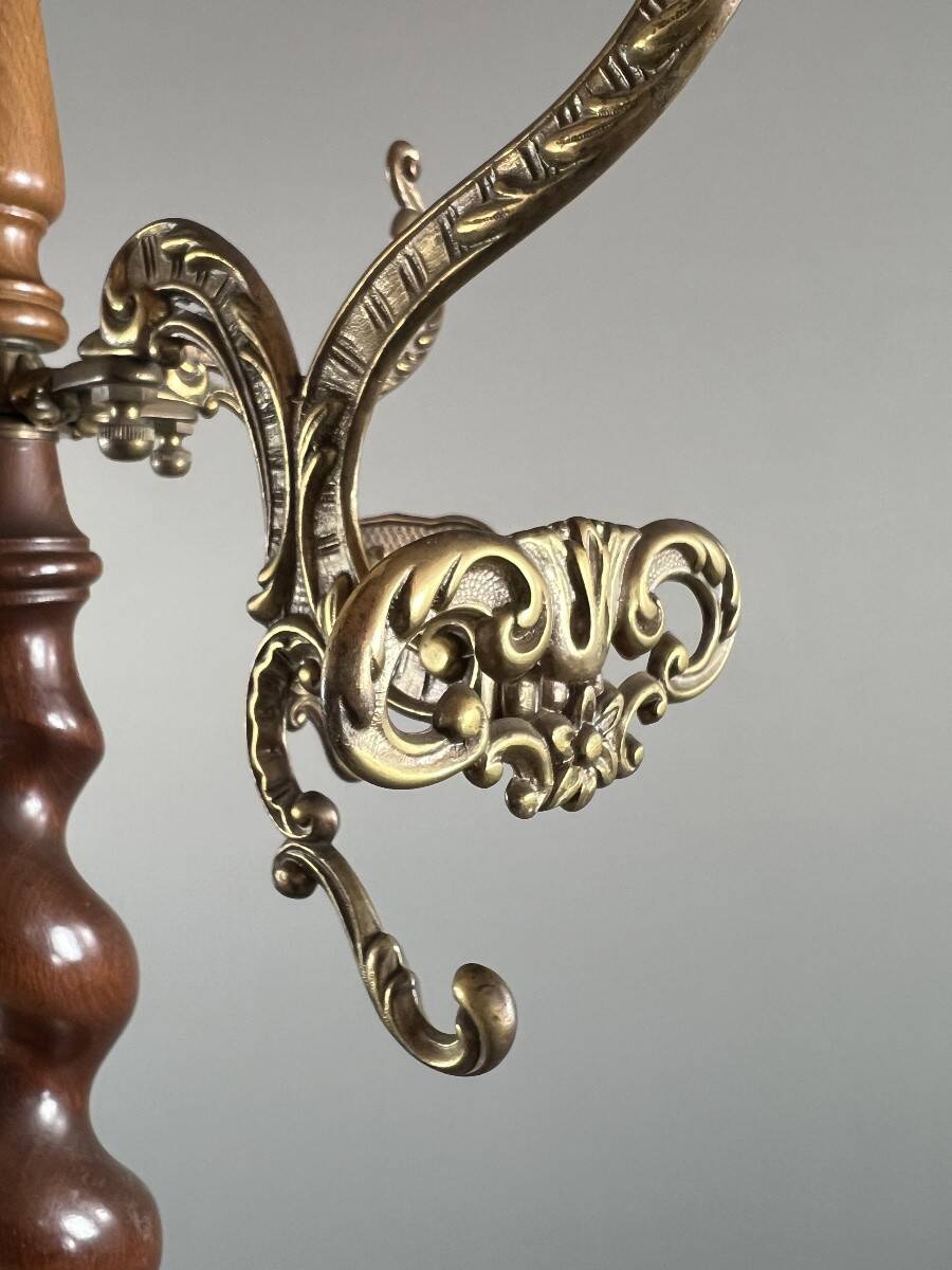 Twisted wooden coat rack with gilded bronze, 20th century