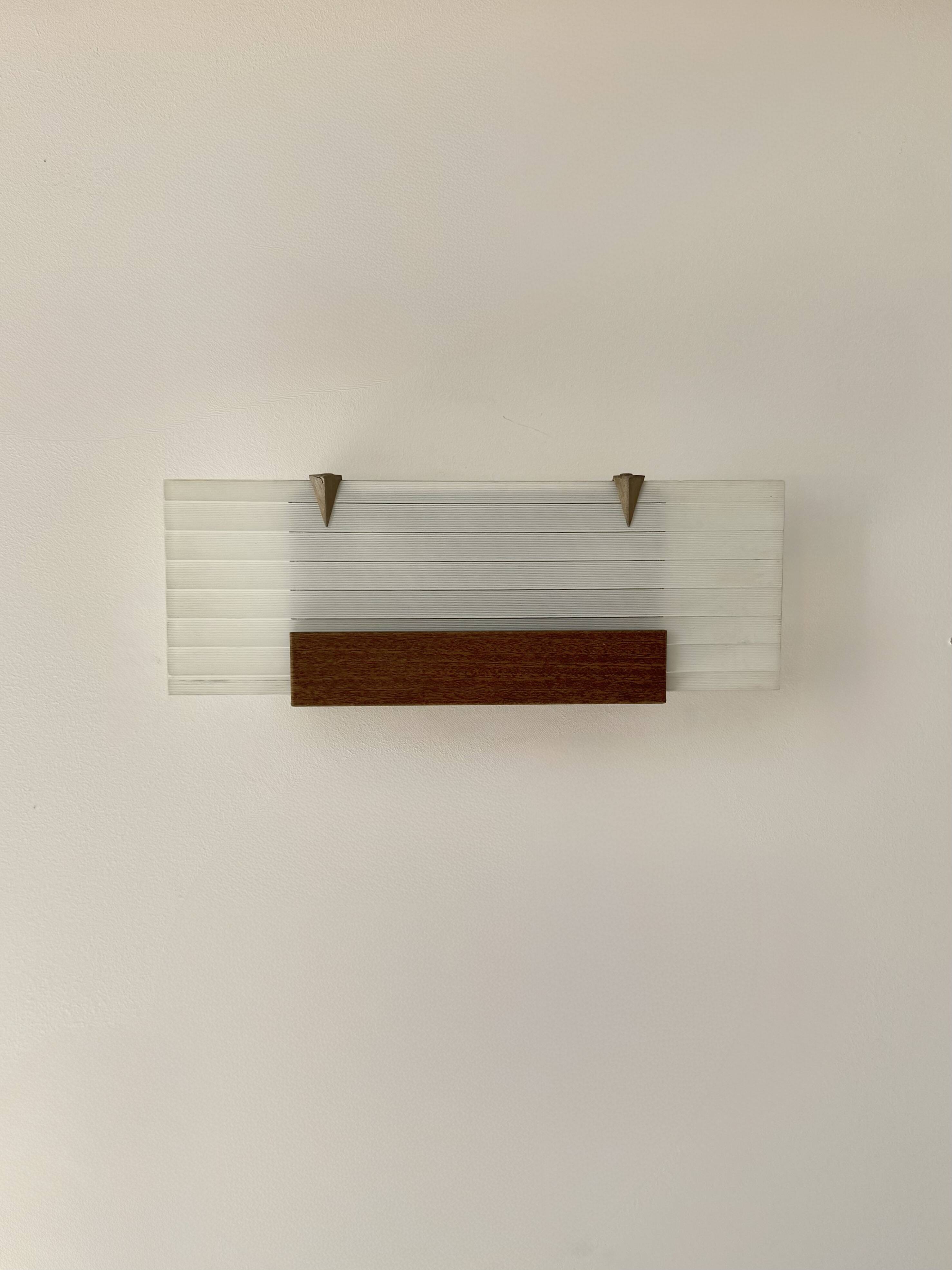 Vintage wall light, chrome metal and frosted glass, France, 1940.