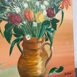 Peinture d’un bouquet / tableau huile sur toile