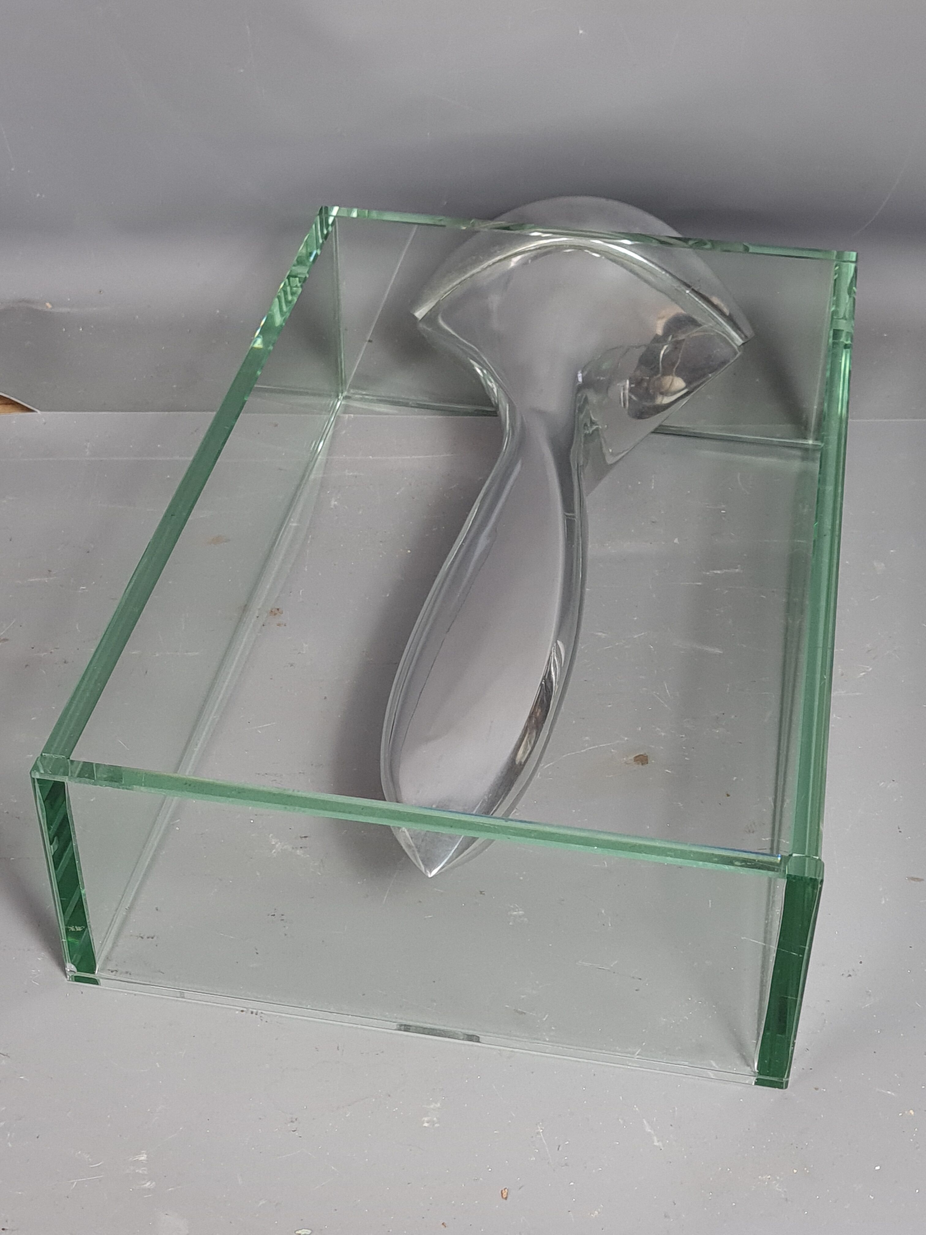 By Lisa Mori vase cast aluminum & glass flawless 34 cm