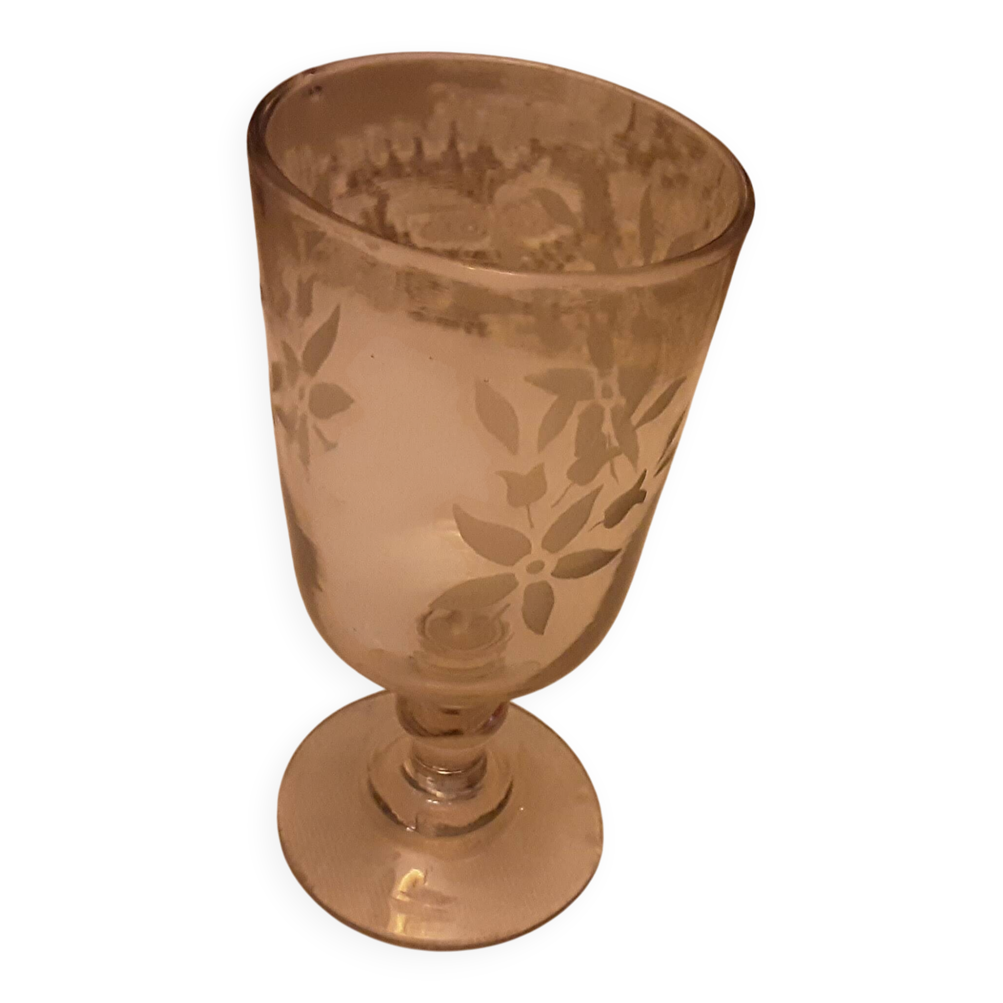 Verre ancien XIXème sable souffle tiges de fleurs