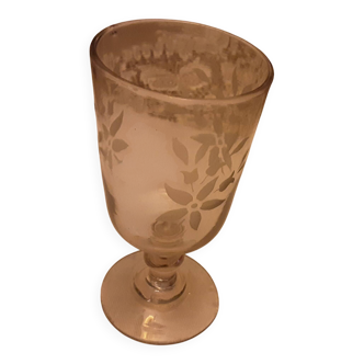 Verre ancien XIXème sable souffle tiges de fleurs