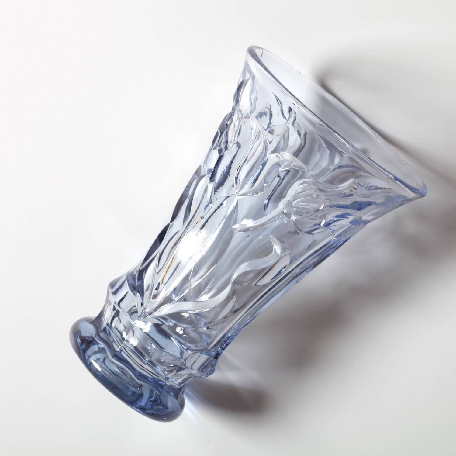 Art Vintage Glass Blue Cut Glass Vase / Eda Glasbruk / Sweden / 1930s