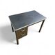 Industrial brown desk 1960s / linoleum inlay / model 7231 / Gispen / 1950s