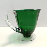 Pair of Green Hand-Blown Glass Wine and Water Pitchers, Empoli