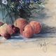 Painting bouquet of flowers and fruits