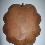 Carved wooden fruit cup with signed leaf shape